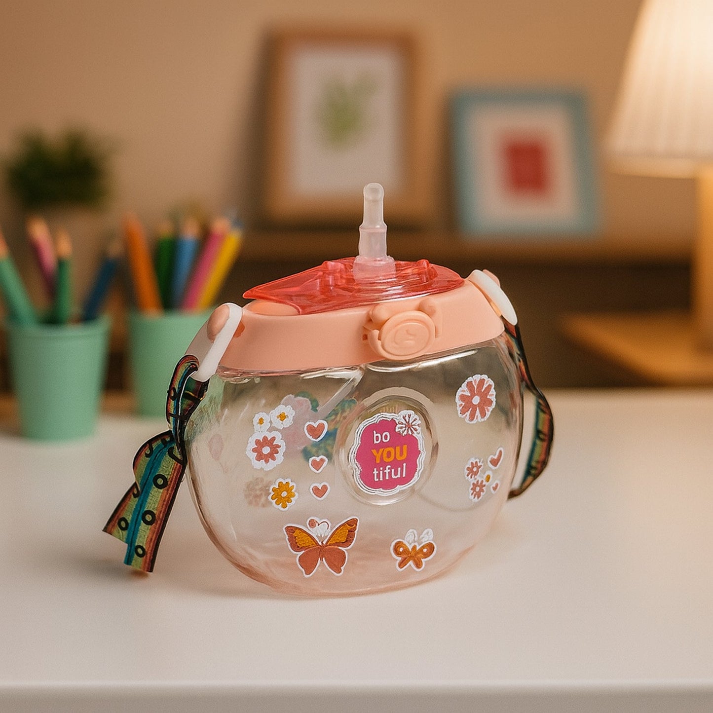 Round Belly Shape Kids Water Bottle (400Ml / 1 Set )