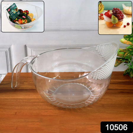 Supermom Multipurpose Transparent Plastic Bowl Basket With Handle (1 Pc)