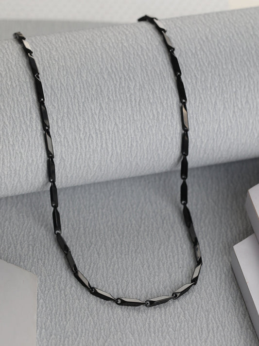 Bold by Priyaasi Black Cuboids Link Chain for Men