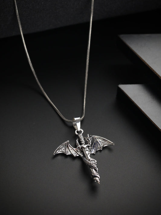 Bold by Priyaasi Dragon Sword Silver-Plated Necklace for Men