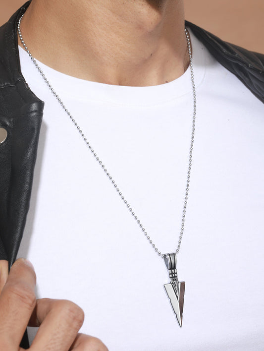 Bold by Priyaasi Black Beaded Chain for Men with Triangle Head Pendant