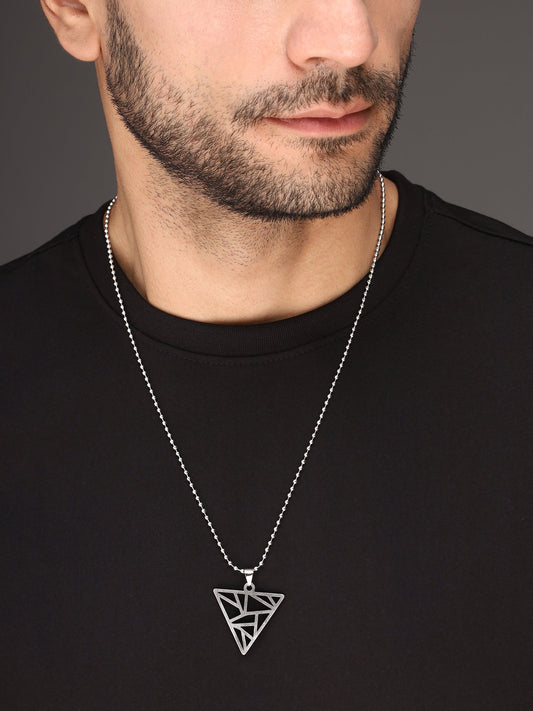 Bold by Priyaasi A Stylish Accent for Modern Elegance with Silver-Plated Men's Triangle Pendant on Chain