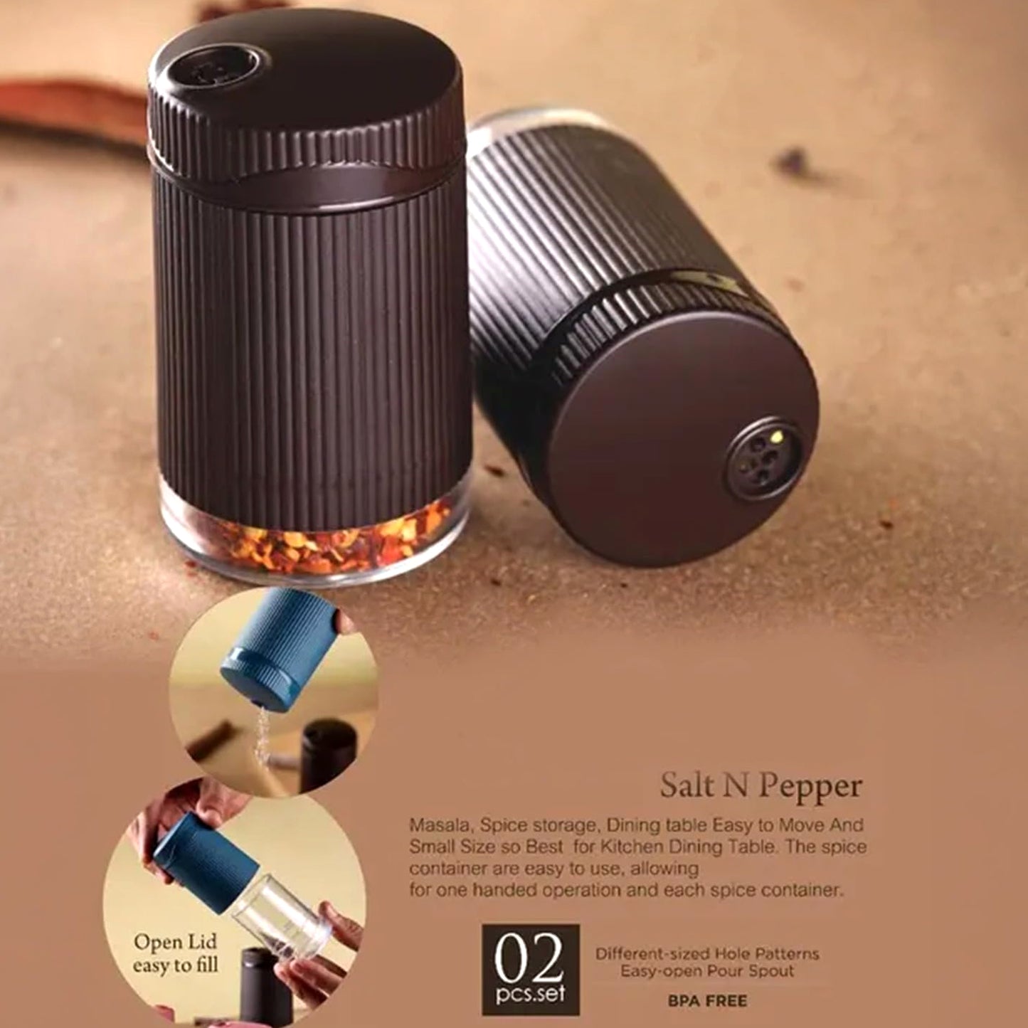 Supermom Linoo Salt Pepper Dispenser Set (2 Pc)