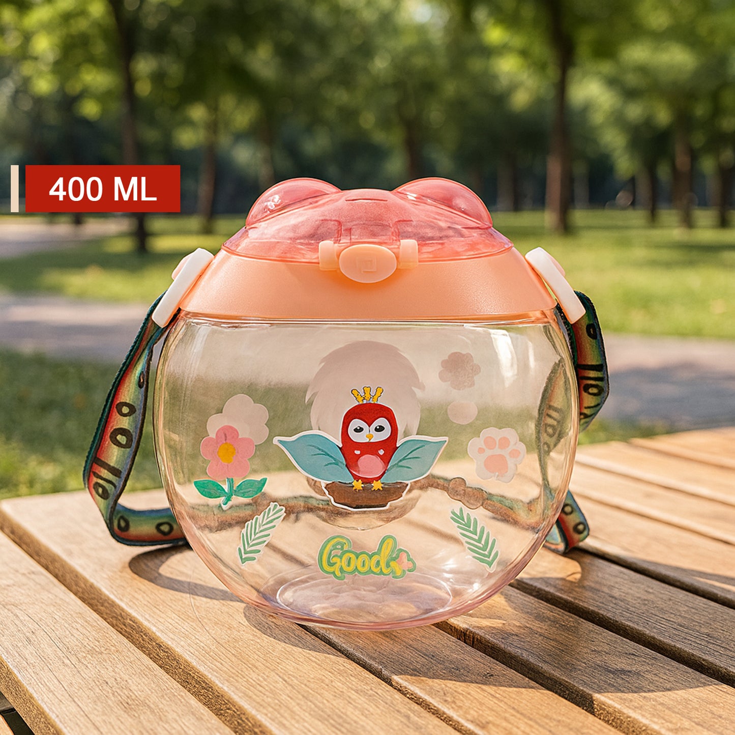 Round Belly Shape Kids Water Bottle (400ml  1 Set )