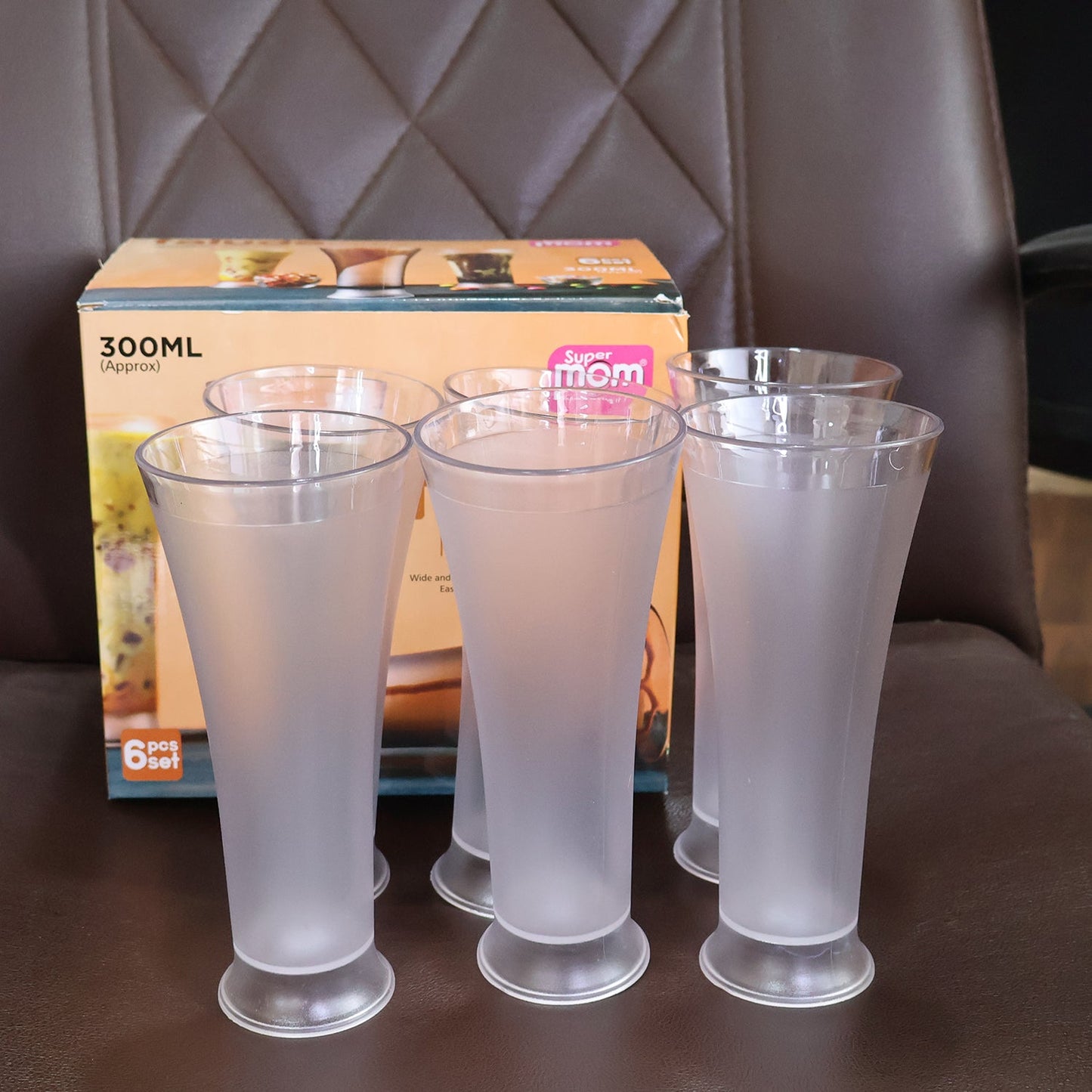 Supermom Plastic Faluda Matt Glass Set (300ML / 6 Pc)