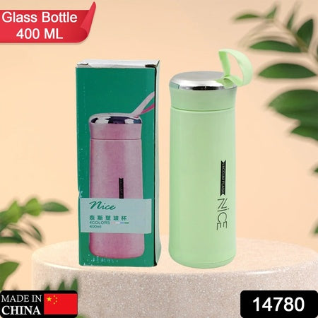 Water Bottle 400ml Leak Proof Glass Water Bottle With Daily Water Intake For Gym And Children Nice Bottle (1 Pc Light Green Color)