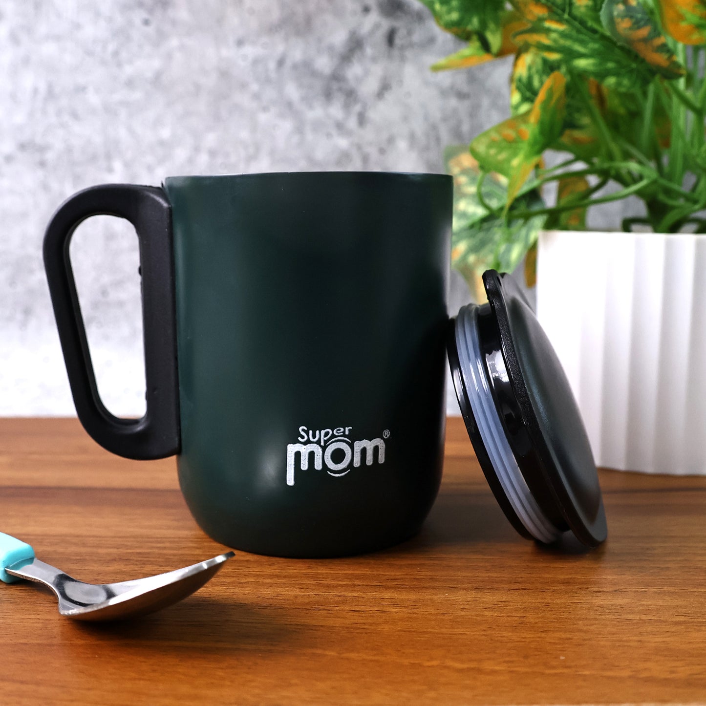 Supermom Metallic Stainless Steel Insulated Mug With Lid Approx 300ml (1 Pc)