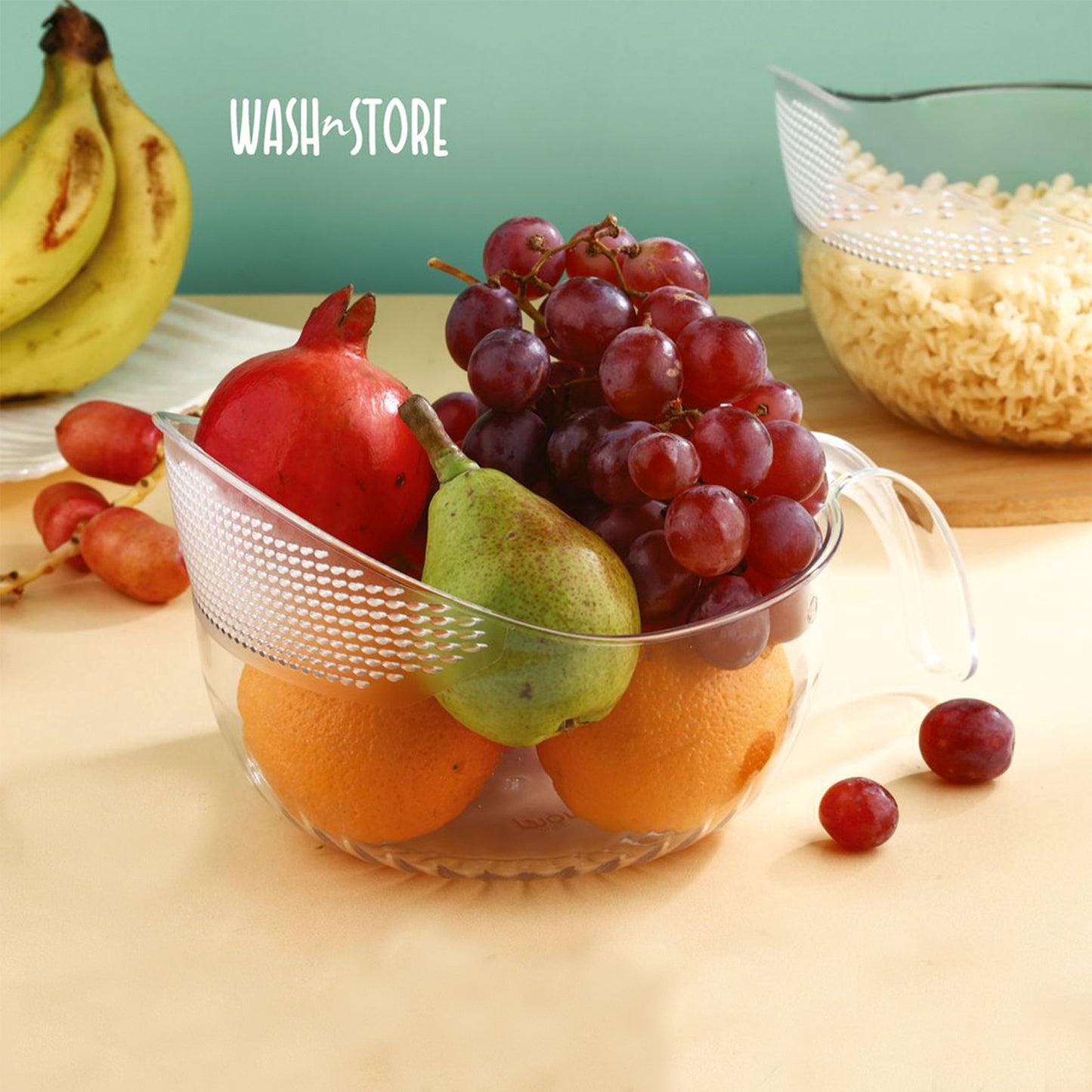 Supermom Multipurpose Transparent Plastic Bowl Basket With Handle (1 Pc)