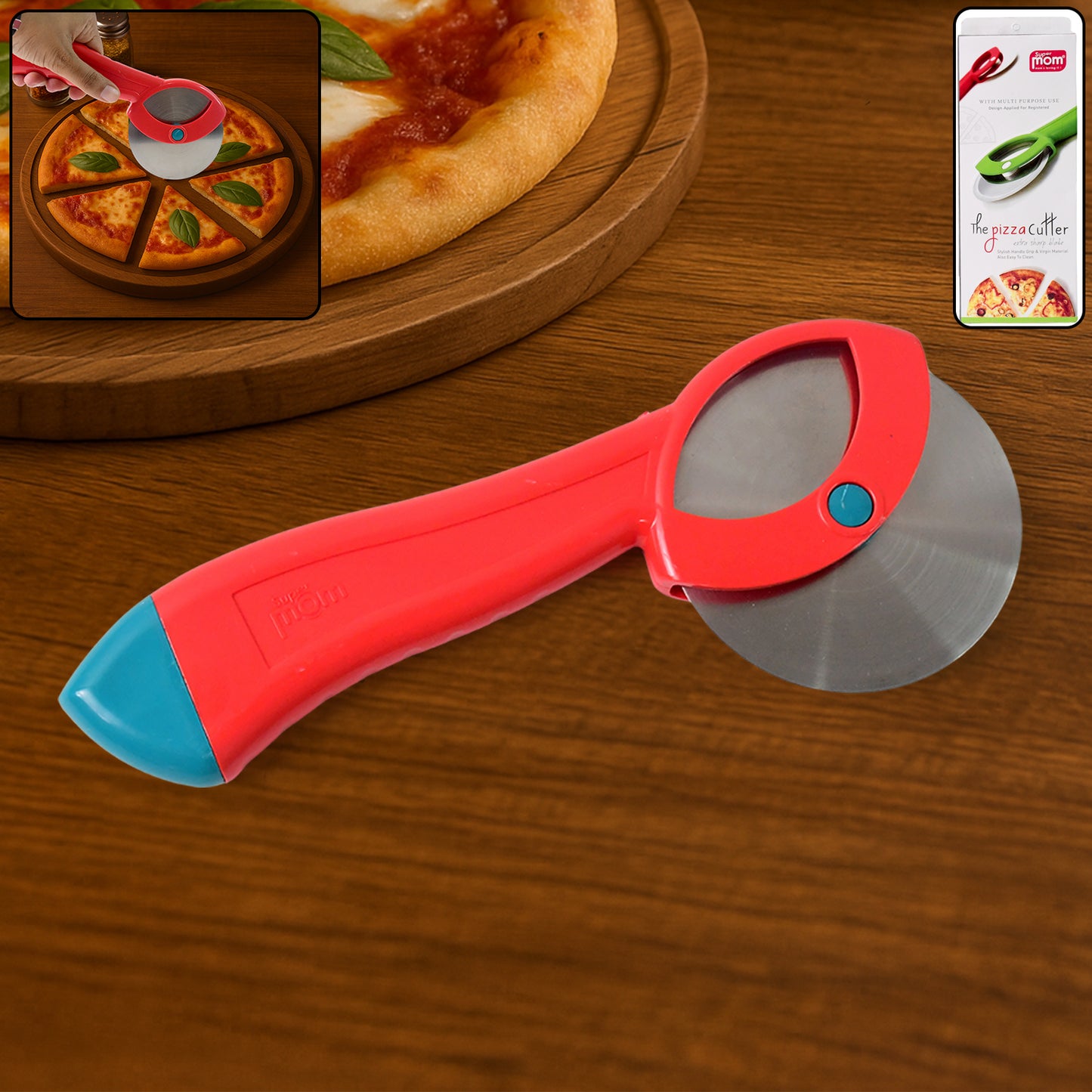 Suppermom Premium Stainless Steel Pizza Cutter With Ergonomic Handle (1 Pc)