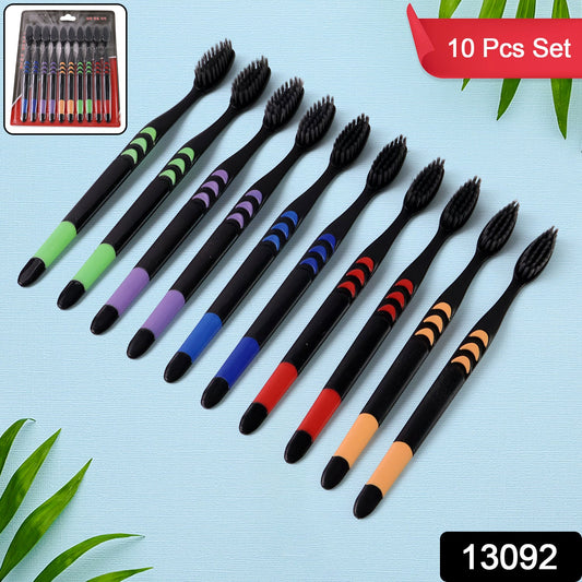 Soft Toothbrush With Plastic Round Box for Men and Women, Kids, Adults Plastic Toothbrush (10 pcs Set)