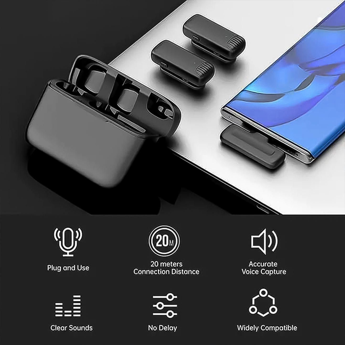 Wireless Microphones Collar Mic For All Smart Phone Type-c (1 Set)