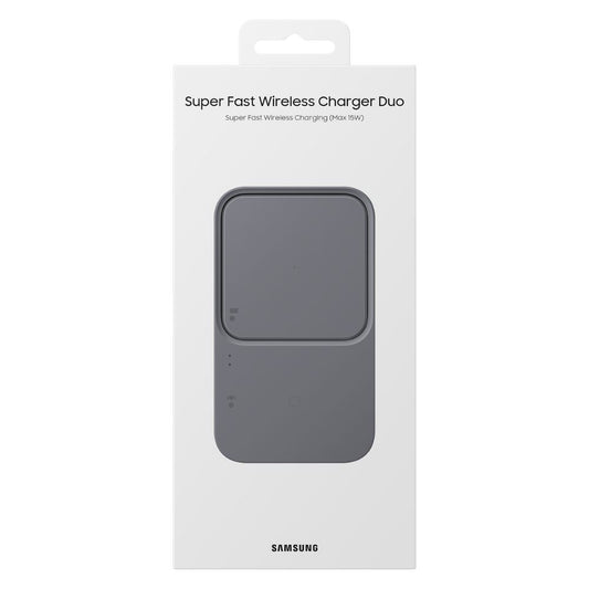SAMSUNGg Wireless Charger Duo EP-P5400BBEGIN with 15W of Fast Charging Support (Dark Gray)
