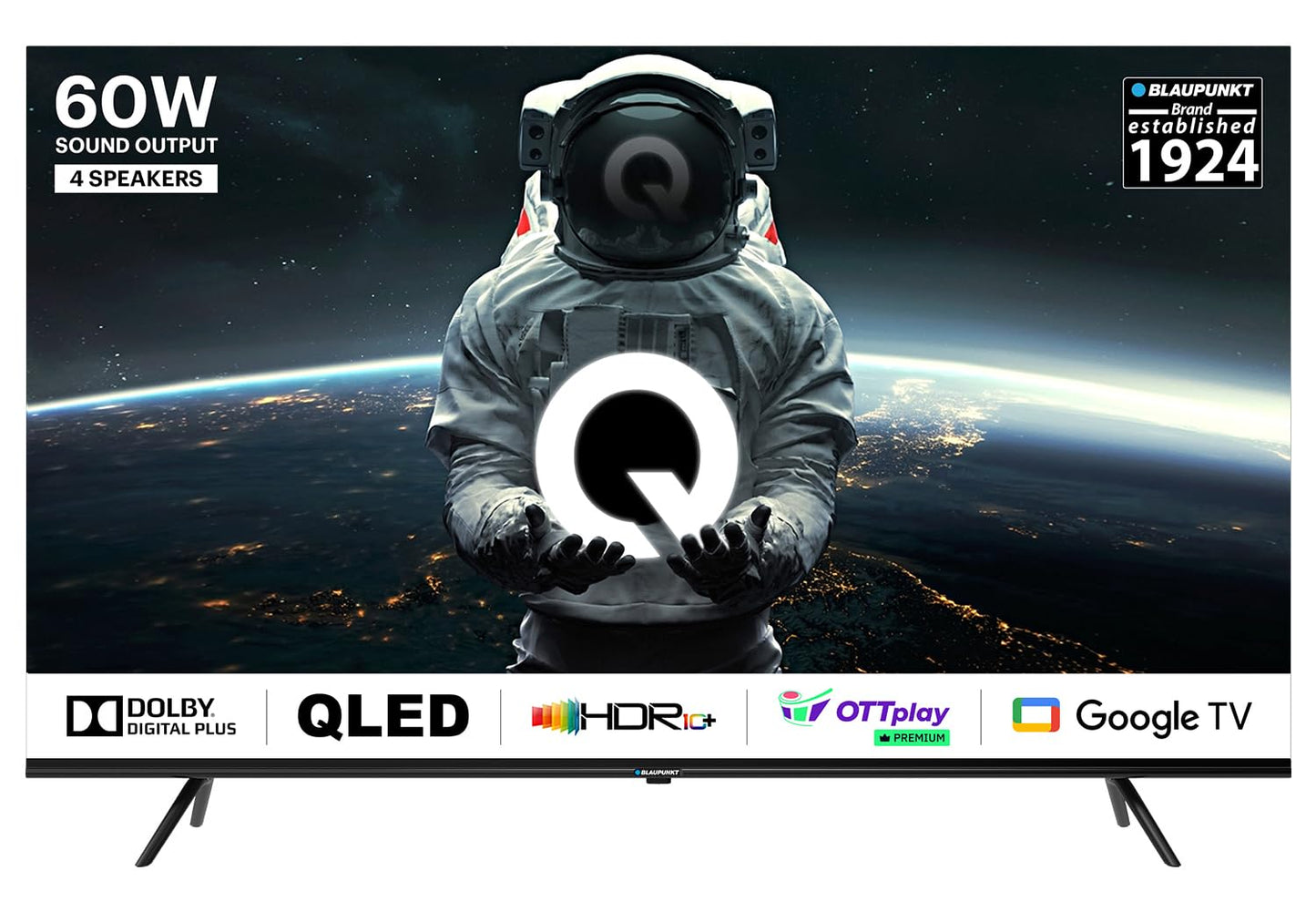 Blaupunkt 139 cm (55 inches) Quantum Dot Series 4K Ultra HD QLED Google TV 55QD7020 (Black)