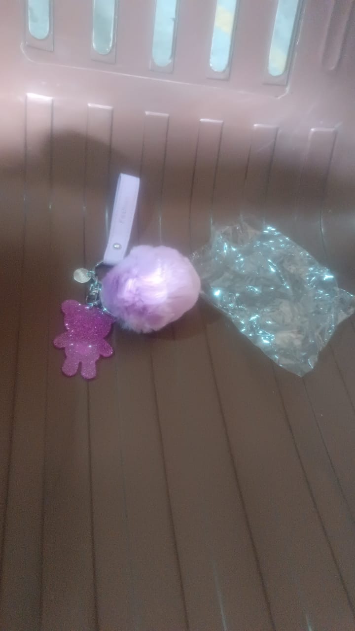 Cute Cartoon Keychain with Fluffy Pom (1 Pc)