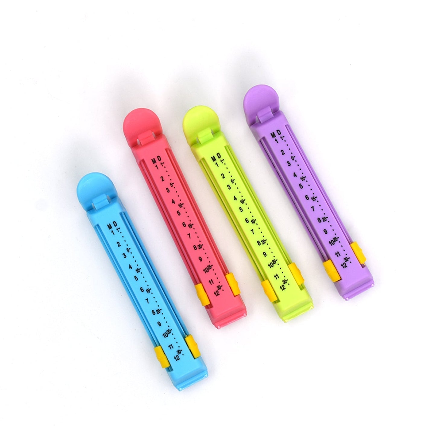 Manual vacuum bag sealer clips for food storage, multicolor.