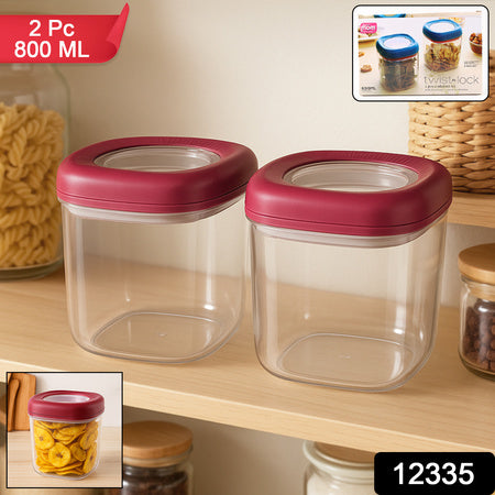 Transparent Twist Lock Kitchen Storage Container Set (Approx 800ml  2pc)
