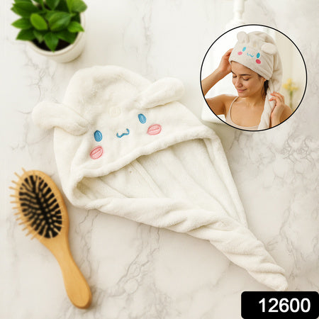 Soft Microfiber Cartoon Design Hair Drying Towel Wrap With Button Closure (1 Pc)