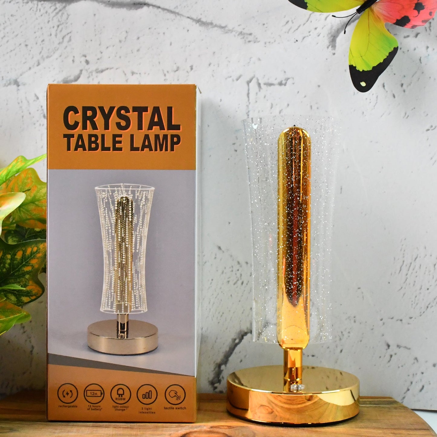 Crystal Table Lamp Sparkle Design Golden Base LED Decorative Bedside Lamp