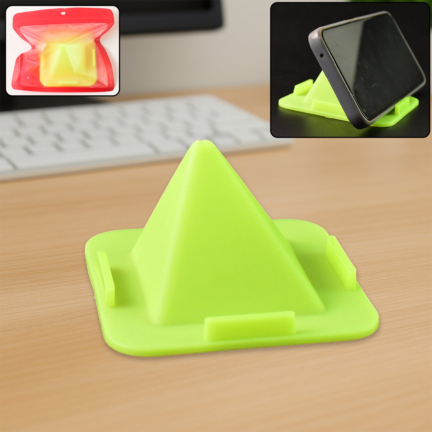 Virgin Mobile Accessories Universal Portable Four-sided Pyramid Shape Desktop Table Mobile Holder Stand (1 Pc)