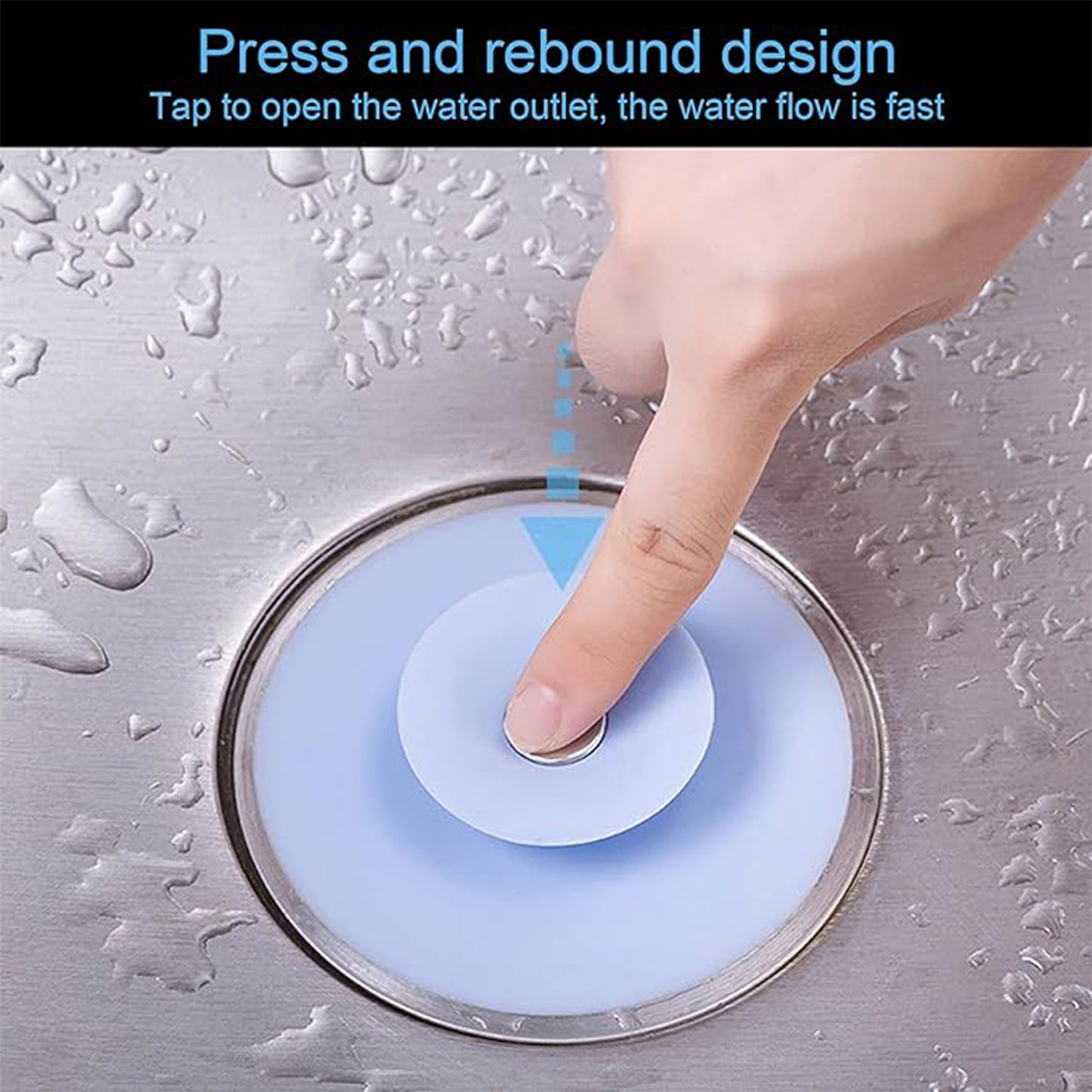 Creative 2-in-1 Blue Silicone Sewer Sink Sealer Cover Drainer (Multicolour  1 Pc)