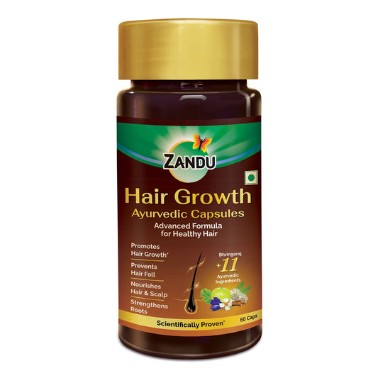 Zandu Ayurvedic Hair Growth Capsule (60 Caps) | Scientifically Proven for Hair Growth | Reduces Hair Fall | Strengthens Hair