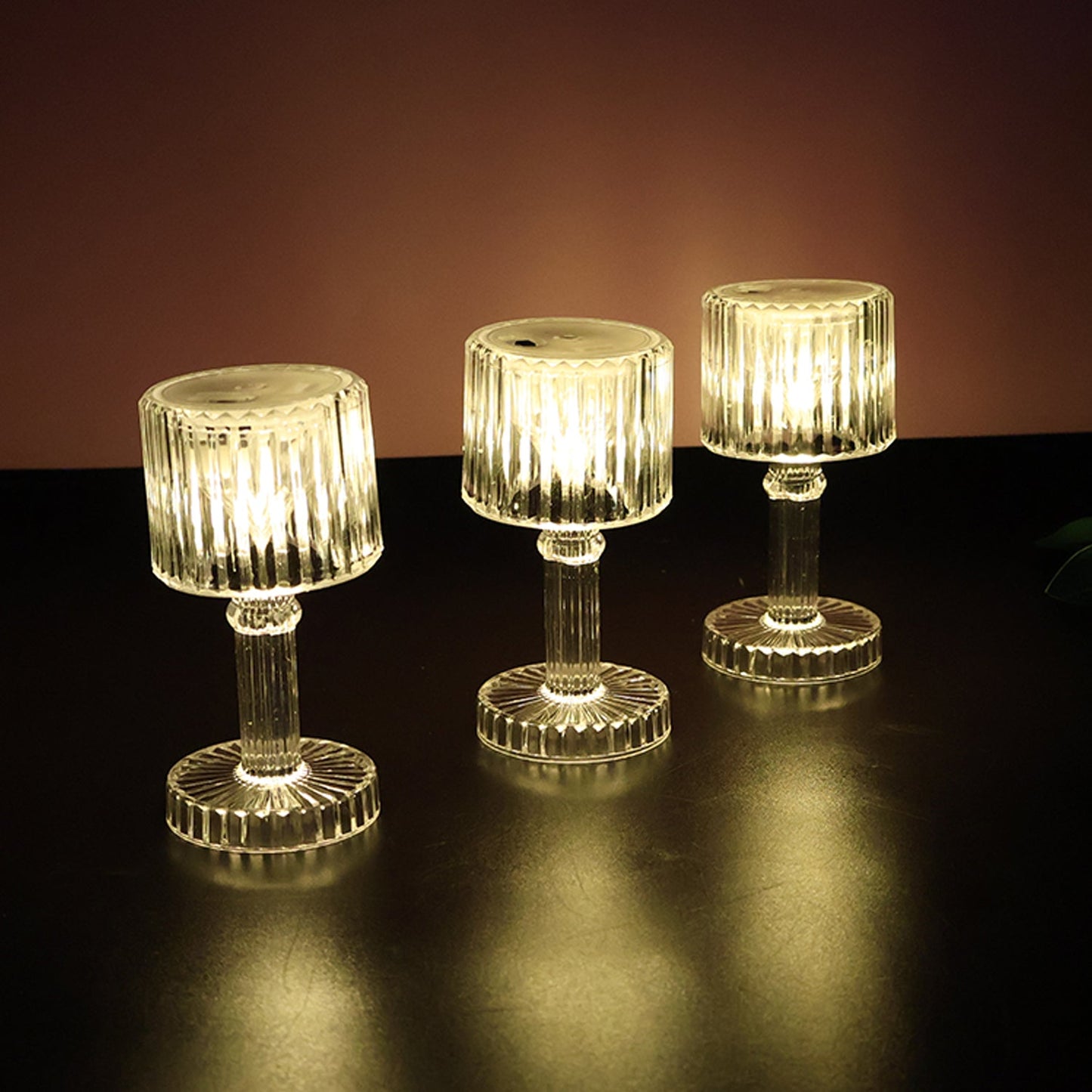 Set of 6 LED Crystal-Effect Table Lamps
