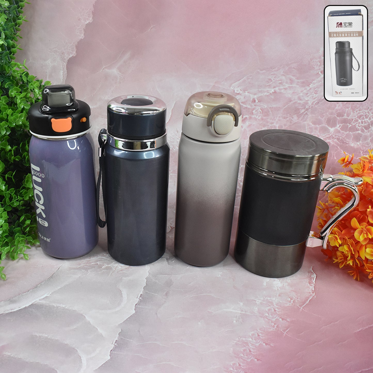 Stainless Steel Water Bottles Approx 600ml (Mix Design  Color  1 Pc)