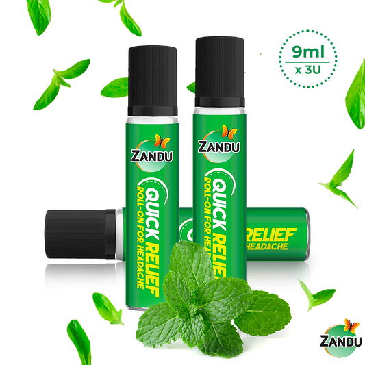 Zandu Quick Relief Roll-On For Headache Relief (Pack of 3)