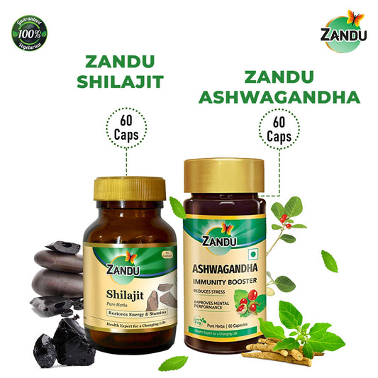 Zandu Sheelajet (60 Caps) & Ashwa Gandha (60 Caps)