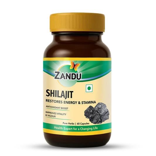 Zandu Sh1lajit Capsules with 100% Pure Himalayan Sh1lajit for Strength, Vigor & Vitality (60 Caps)