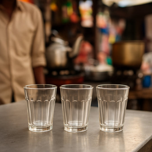 Supermom Plastic Chai Pyali Transparent Tea Glass Set (130ml  6 Pc)