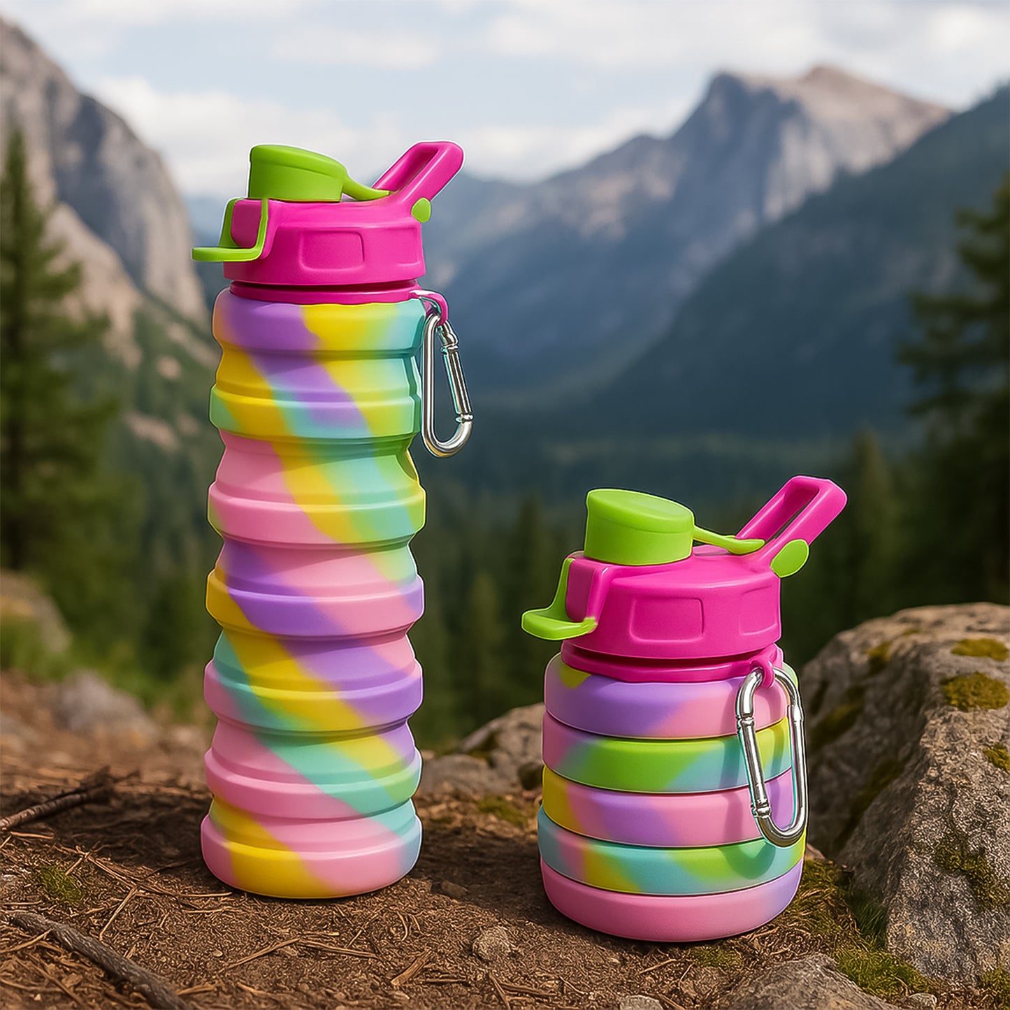 Colorful Collapsible Silicone Water Bottle (1 Pc)