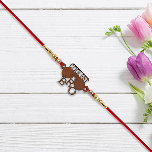 Trendy Wooden Rakhi For Brother  Coolest Bro Design With Sunglass Motif  Decorative Beads