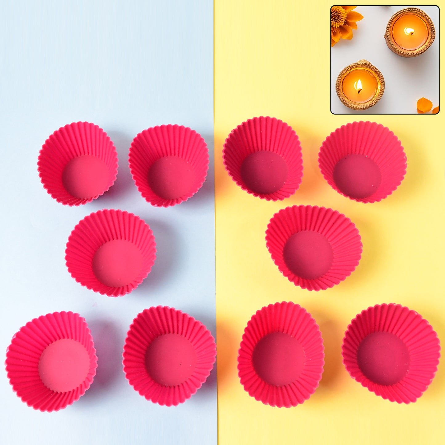 Silicone Cup Cake Mould (10 Pcs Set)