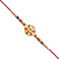 Traditional Circular Meenakari Rakhi With Multicolor Enamel Kundan Stone  Gold Beads