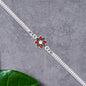 Star Floral Rakhi With Red-green Enamel And Silver Chain