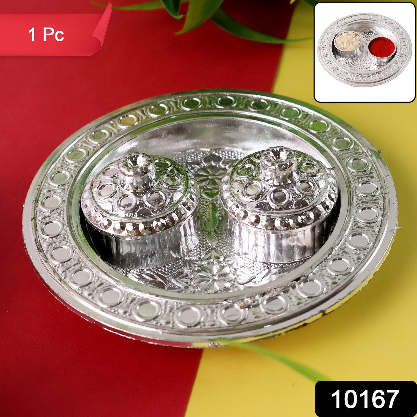 Round Shape Special Puja Thali, Kumkum Thali Holder (1 Pc / Small)